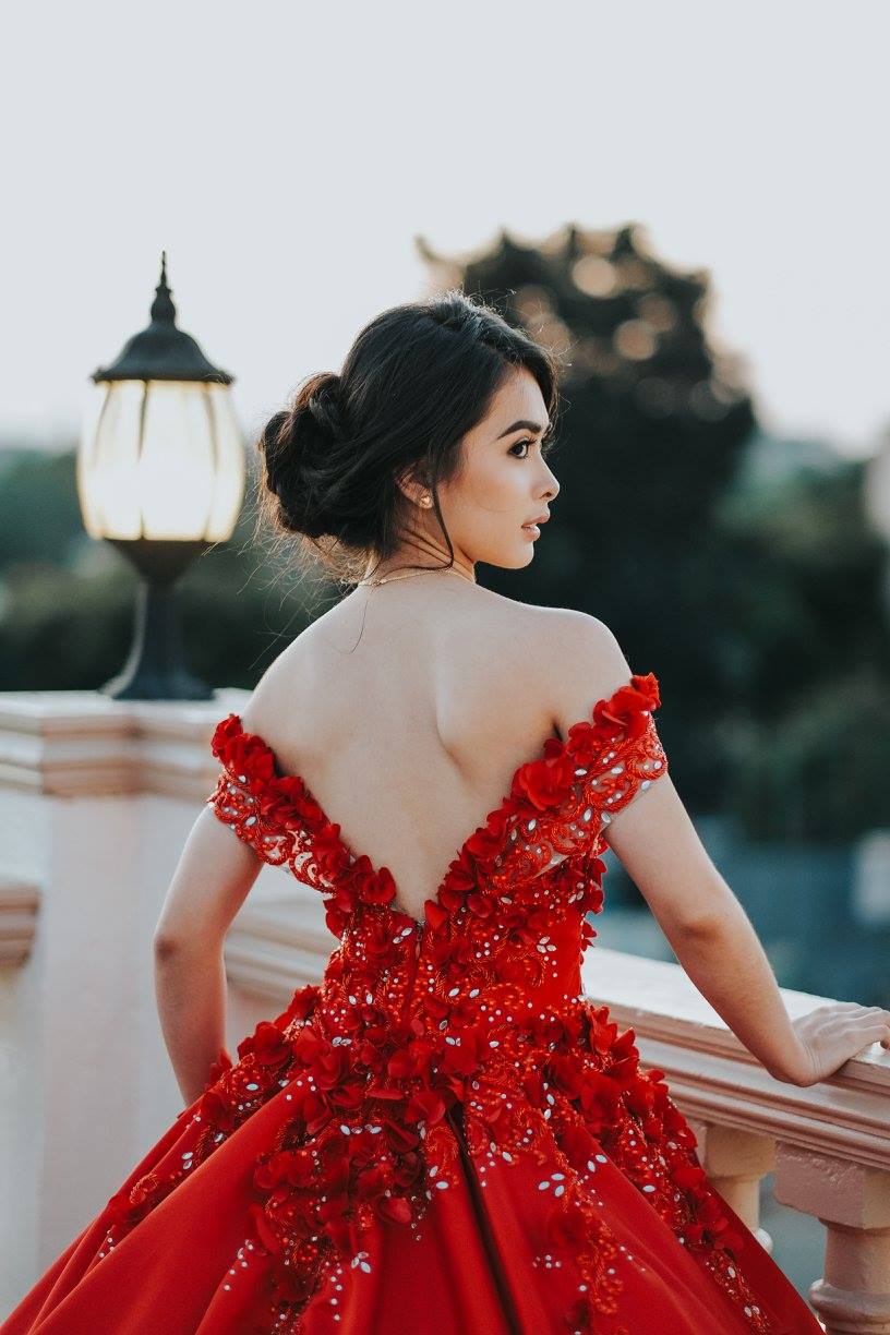 debut red gown