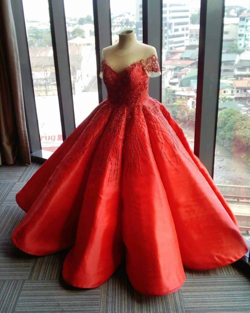 debut gown red